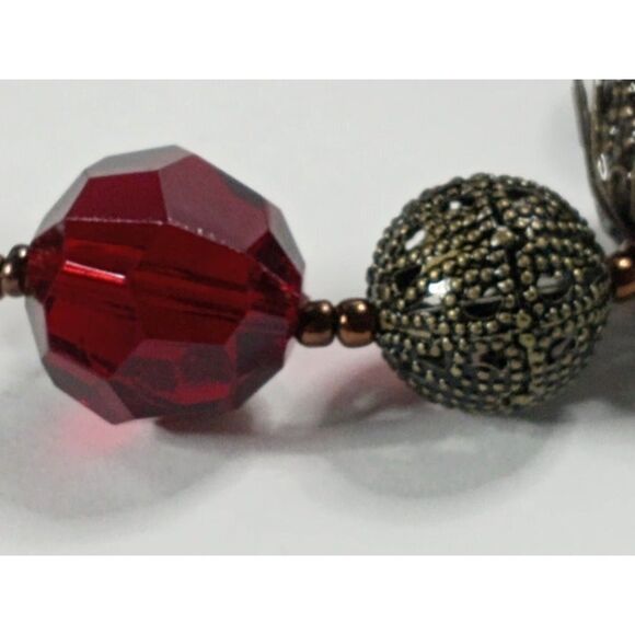 Vintage Avon Necklace and Bracelet Set Reds Oranges And Brass Clad Lucite - Picture 3 of 8